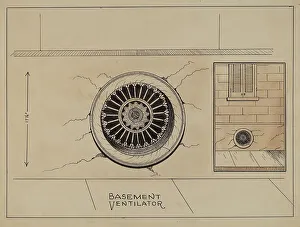 Basement Prints: Cast Iron Basement Vent, c. 1936. Creator: Ray Price