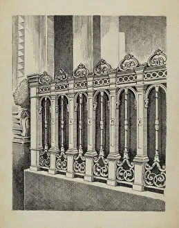 Al Curry Prints: Cast Iron Fence, 1935/1942. Creator: Al Curry