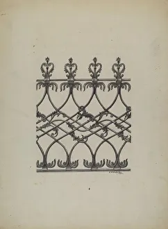 Cast Iron Prints: Cast Iron Fence, 1937. Creator: Eugene Shellady