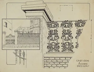 Cast Iron Fence Railing, c. 1936. Creator: Ray Price