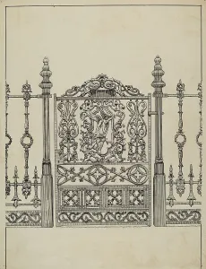 Verbeke Lucien Prints: Cast Iron Gate, c. 1936. Creator: Lucien Verbeke