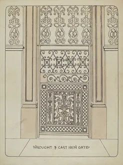 Price Ray Prints: Cast Iron Gate, c. 1936. Creator: Ray Price