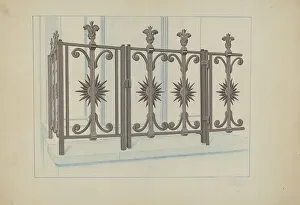 Joseph L Prints: Cast Iron Gate and Fence, c. 1936. Creator: Joseph L. Boyd