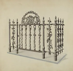 Grapevine Prints: Cast Iron Gate and Fence, c. 1936. Creator: Lucien Verbeke