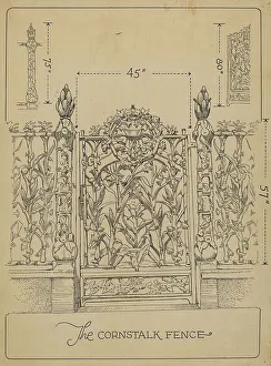 Cast Iron Gate and Fence, c. 1936. Creator: Thomas Byrne