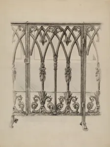 Railings Gallery: Cast Iron Gate Railing, c. 1936. Creator: Ray Price