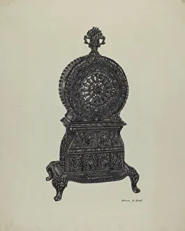 Domestic Collection: Cast Iron Heater Stove, c. 1940. Creator: Dolores Haupt