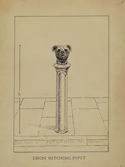 Hitching Post Prints: Cast Iron Hitching Post, 1935/1942. Creator: Lucien Verbeke