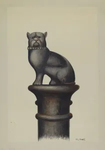 Hitching Post Prints: Cast Iron Hitching Post, c. 1941. Creator: V. L. Vance