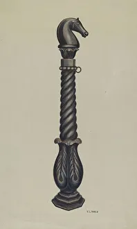 Hitching Post Prints: Cast Iron Hitching Post, c. 1941. Creator: V. L. Vance