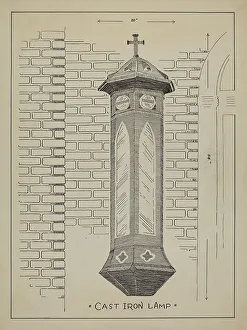 Price Ray Prints: Cast Iron Lamp, c. 1936. Creator: Ray Price