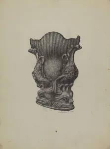 Match Holder Prints: Cast Iron Match Holder, 1938. Creator: Austin L. Davison