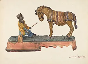 Novelty Prints: Cast Iron Mule Bank, c. 1941. Creator: Sarkis Erganian