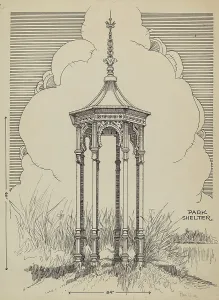 Artists Notes Prints: Cast Iron Pavilion, c. 1936. Creator: Thomas Byrne