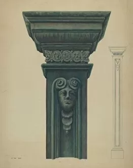 Decorated Gallery: Cast Iron Pillar, 1935 / 1942. Creator: Vera Van Voris