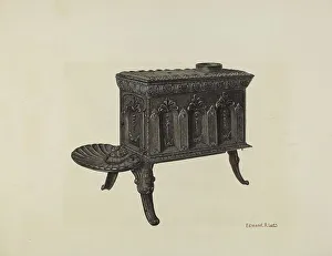 Cast Iron Prints: Cast Iron Stove, c. 1940. Creator: Edmond Lorts