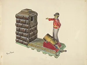 Cast Iron Prints: Cast Iron Toy: Artillery Bank, c. 1937. Creator: Lew Tower