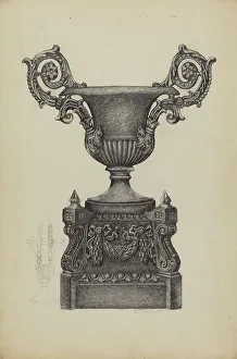 Austin L Prints: Cast Iron Urn, c. 1937. Creator: Austin L. Davison