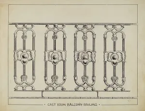 Cast Iron Window Balcony, c. 1936. Creator: Al Curry