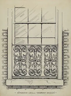 Serpentine Prints: Cast Iron Window Grill, c. 1936. Creator: Thomas Byrne