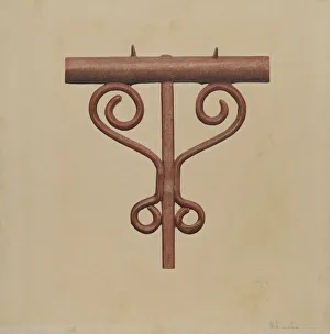 Metal Work Gallery: Cast Iron Window Railing, c. 1939. Creator: Harley Kempter