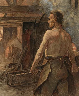 Casting Prints: Caster, 1902. Creator: Constantin Emile Meunier