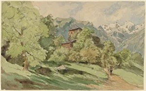The Castle of Bürglen with the Alps Beyond, 1862. Creator: Carl Wagner