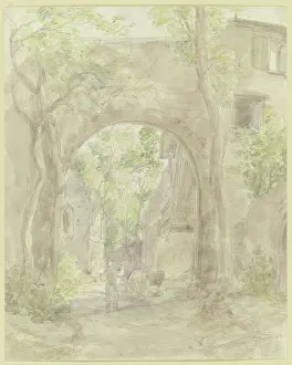 Coal Prints: Castle gate of Eppstein castle, c1850-1900. Creator: Peter Becker