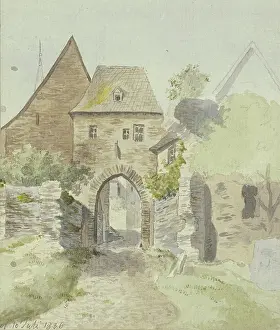 1836 Prints: The castle gate in Kronberg im Taunus, 1836. Creator: Carl Theodor Reiffenstein