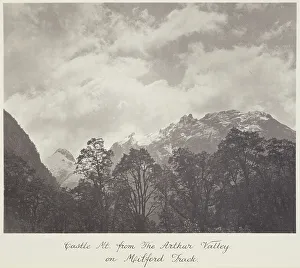 Castle Mountain from the Arthur Valley, on Milford Track, 1920s. Creator: Harry Moult