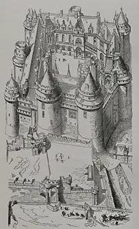 Restoration Prints: Castle of Pierrefonds, dated 1397, France. 1877. Creator: Unknown