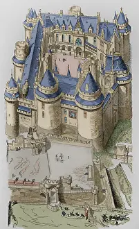 Restoration Prints: Castle of Pierrefonds, France, dated 1397, c1858-1885, (1887). Creator: Unknown