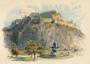 Volcanic Prints: The Castle Rock, Edinburgh, c1890. Artist: Charles Wilkinson