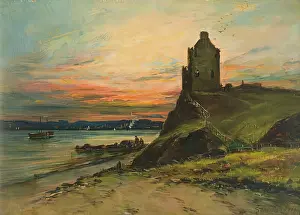 Oil On Board Prints: Castle Ruins on a Cliff Edge, 1851. Creator: Samuel Bough