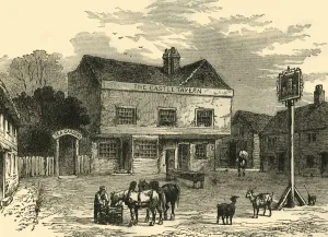 Pub Sign Prints: The Castle Tavern, Kentish Town Road, in 1800, (c1876). Creator: Unknown
