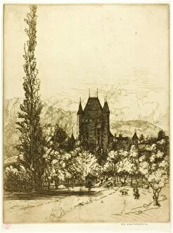 Sepia Collection: A Castle in Thun, Switzerland, 1908. Creator: Donald Shaw MacLaughlan