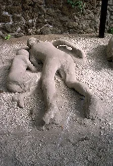 Casts of victims of eruption of Vesuvius in AD79, Pompeii, Italy, c20th century