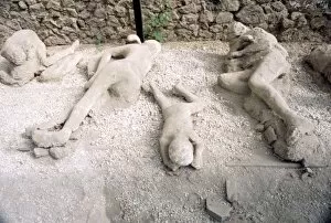 Casts of victims of eruption of Vesuvius in AD79, Pompeii, Italy, c20th century