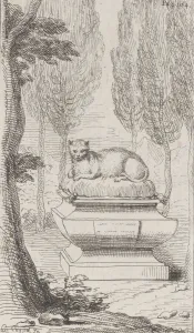 Cat atop a tomb, 1714-52., 1714-52. Creator: Charles-Antoine Coypel Cat atop a tomb, 1714-52., 1714-52. Creator: Charles-Antoine Coypel