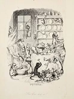 The Cat Did It, from The Greatest Plague of Life, pub. 1847. Creator: George Cruikshank (1792-1878)
