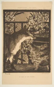 Edouard Prints: Cat and Flowers. Illustration to The Cats by Champfleury, 1869. Creator: Edouard Manet