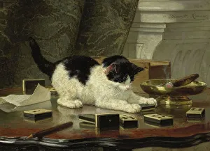 Ashtray Prints: The cat at play, c.1860-c.1878. Creator: Henriette Ronner