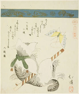 Cat Playing with a Toy Butterfly, from the series '
