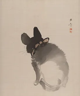 Album Lea Prints: Cat Seen from Behind, 1868. Creator: Gyokusho Kawabata