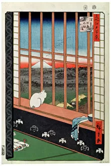 Hiroshige I Gallery: A Cat Sitting on the Window Seat, 19th century. Artist: Ando Hiroshige