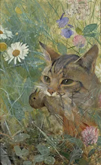 Predator Prints: A Cat with a Young Bird in its Mouth