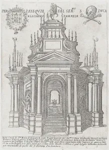 Catafalque for Duke Alessandro Farnese, 1593. Creators: Giovanni Maggi, Giuseppe Cesari Catafalque for Duke Alessandro Farnese, 1593. Creators: Giovanni Maggi, Giuseppe Cesari