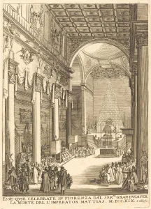 Catafalque Prints: The Catafalque of the Emperor Mathias. Creator: Jacques Callot