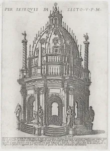 Catafalque Prints: Catafalque for Pope Sixtus V, 1591. Creator: Giovanni Maggi