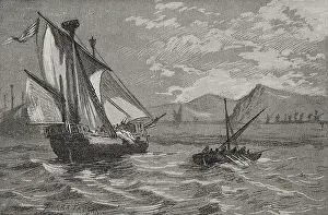 The Catalan-Aragonese squadron in Salou, Conquest of Majorca by King James I (1208-1276), 1890. Creator: Joan Serra y Pausas